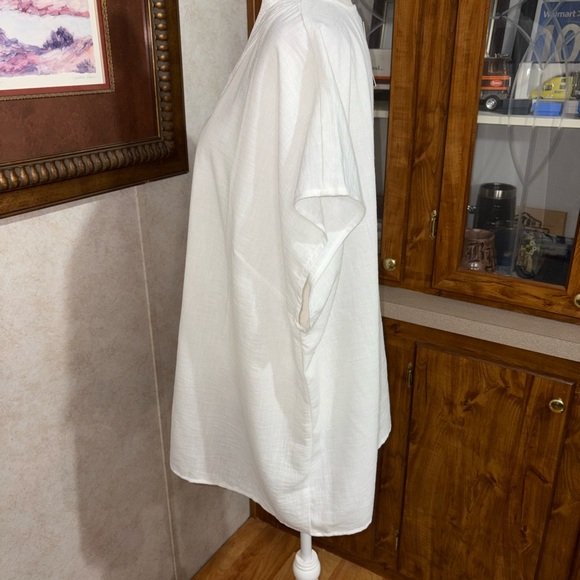 NWT Fred David size 3x white sleeveless fitted shirt with embroidery lightweight - Picture 4 of 5